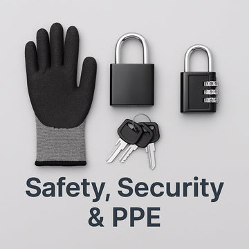 Shop personal safety gear and security essentials at VitazMart. Includes work gloves, padlocks, and heavy-duty protection for work and home.