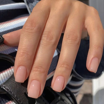 Naked Pink French White Side False Nails Short Simple Nail Beauty Press on Fake Nails Full Cover Artificial Nails Tips