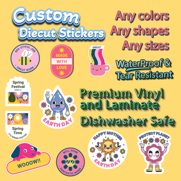 Custom Vinyl Stickers - Print and Cut Any Design, Shape, Color - Laminated Waterproof Custom Labels, Custom Stickers, Logo, Branding