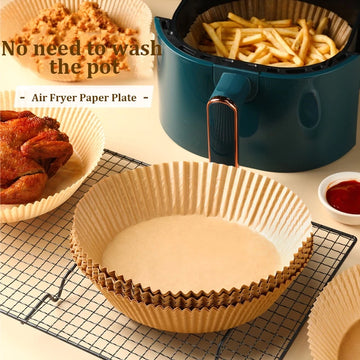 Air Fryer Disposable Paper Liners – Set of 50 Non-Stick, Grease-Proof Baking Sheets (20 cm Diameter) for Easy Clean-Up