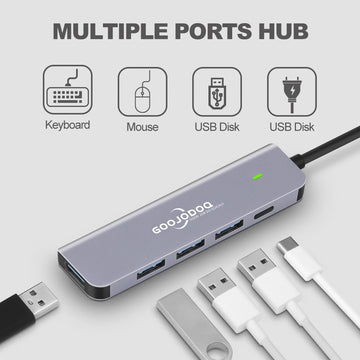GOOJODO USB C Hub, USB C Ethernet Multiport Adapter, 6 In 1 USB C to HDMI Dock Compatible for Macbook Pro/Air, Chromebook, Dell XPS, HP and Type C Devices (Gigabit Ethernet 100W PD 4K HDMI USB 3.0)
