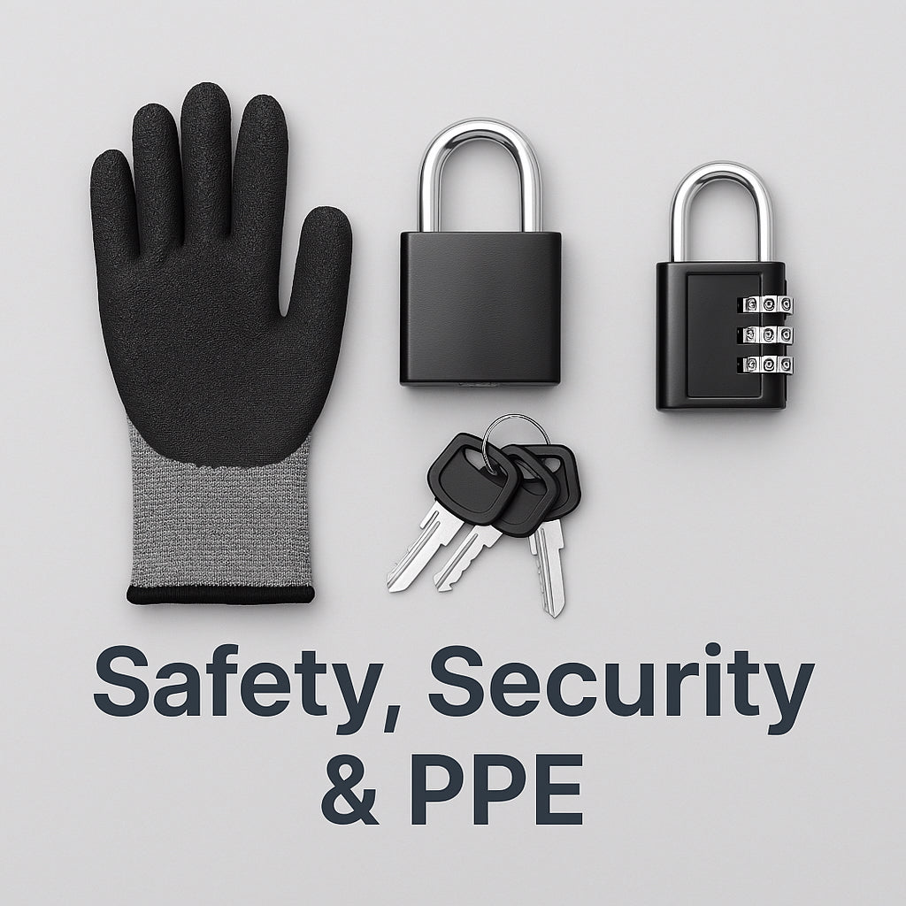 Shop personal safety gear and security essentials at VitazMart. Includes work gloves, padlocks, and heavy-duty protection for work and home.