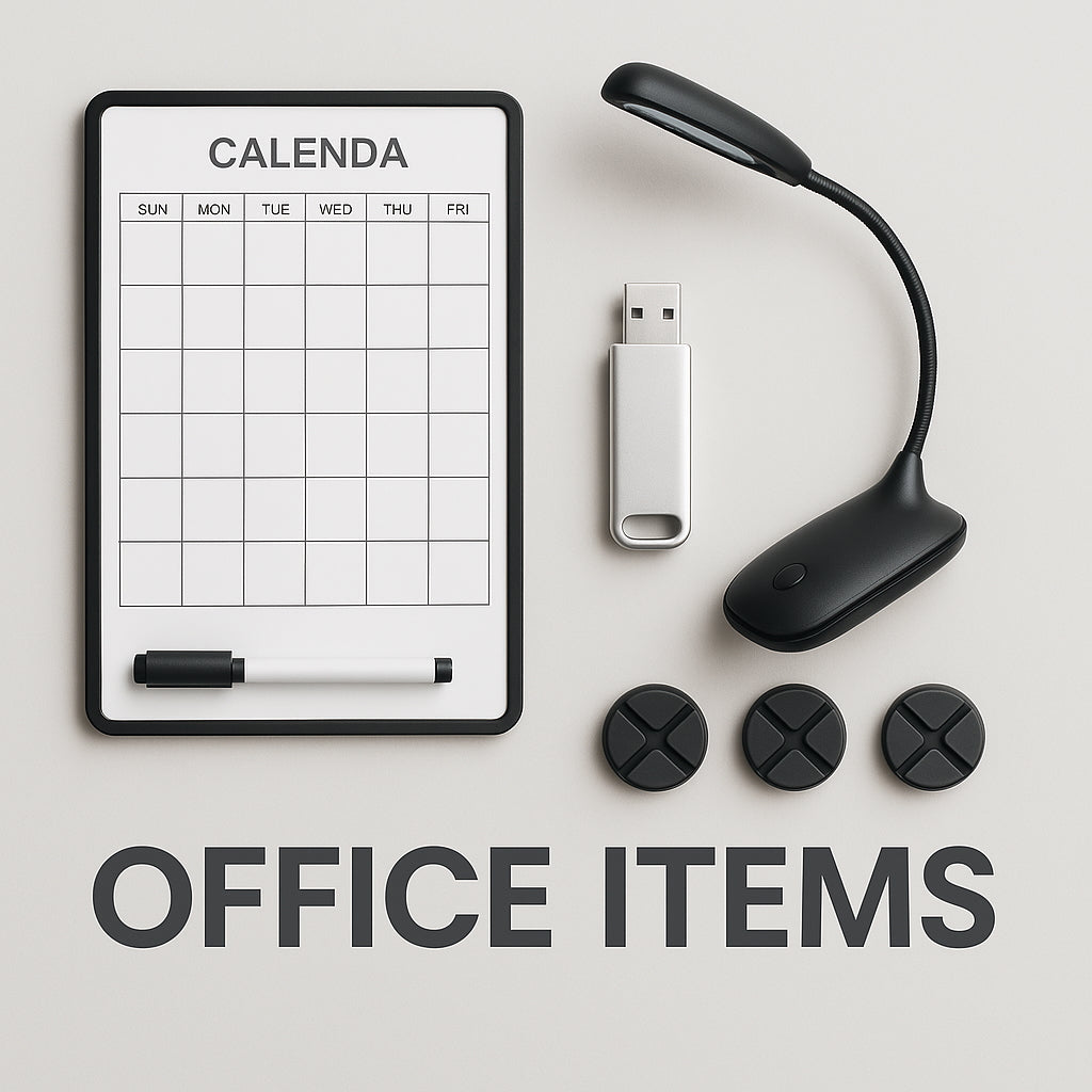 Shop practical office items like magnetic whiteboards, USB reading lights, and cable organizers. Designed to keep your workspace neat and functional.