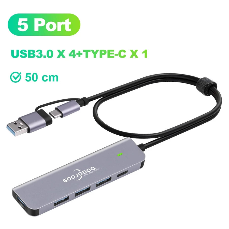GOOJODO USB C Hub, USB C Ethernet Multiport Adapter, 6 In 1 USB C to HDMI Dock Compatible for Macbook Pro/Air, Chromebook, Dell XPS, HP and Type C Devices (Gigabit Ethernet 100W PD 4K HDMI USB 3.0)