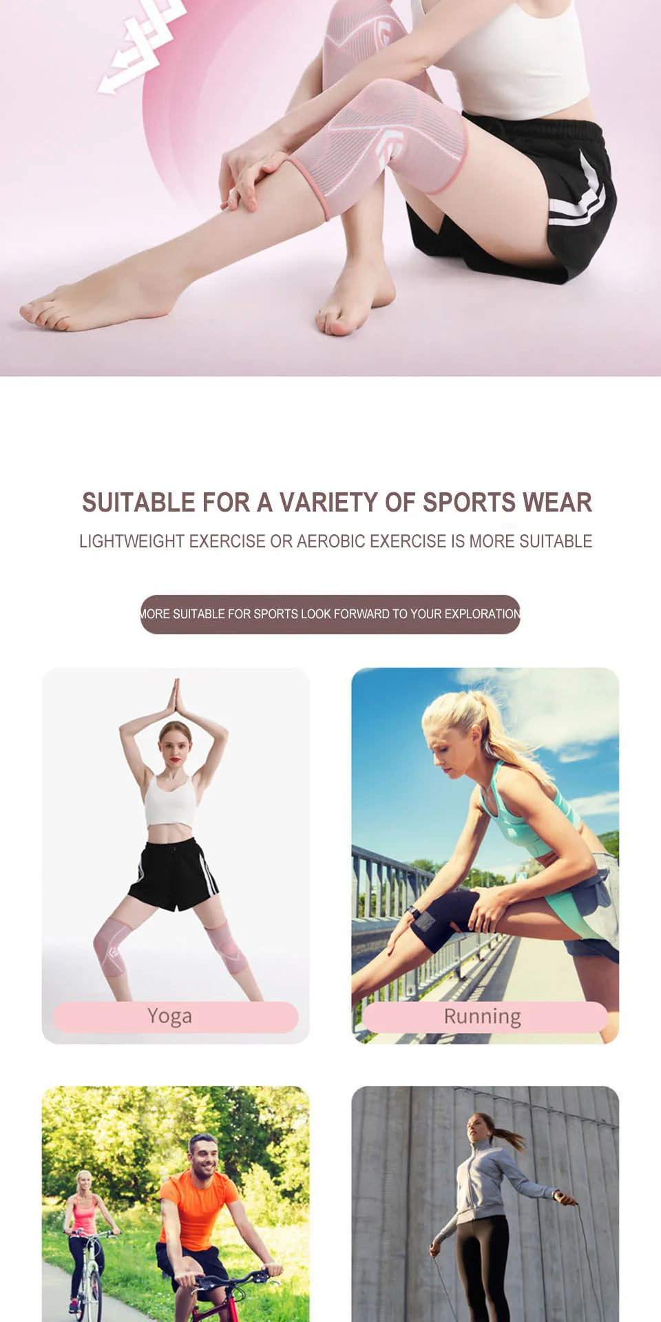 1PCS Knee Support Nylon Sports Fitness Compression Sleeves Kneepads for Arthritis Joint Cycling Running Basketball