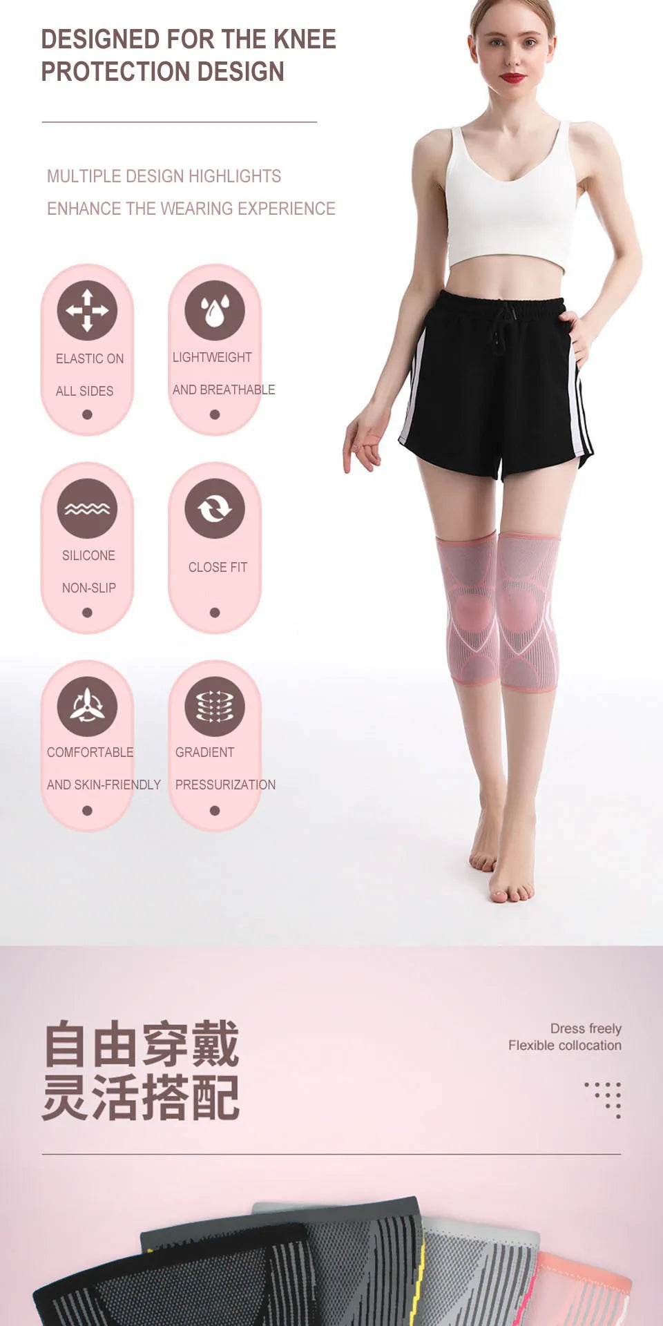 1PCS Knee Support Nylon Sports Fitness Compression Sleeves Kneepads for Arthritis Joint Cycling Running Basketball