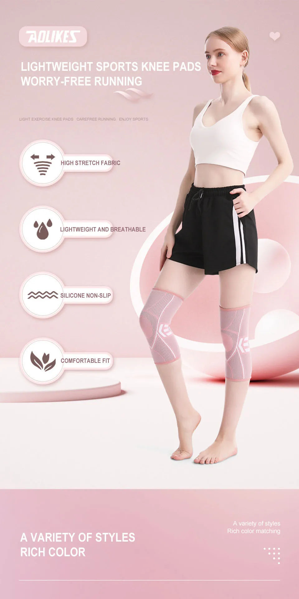 1PCS Knee Support Nylon Sports Fitness Compression Sleeves Kneepads for Arthritis Joint Cycling Running Basketball
