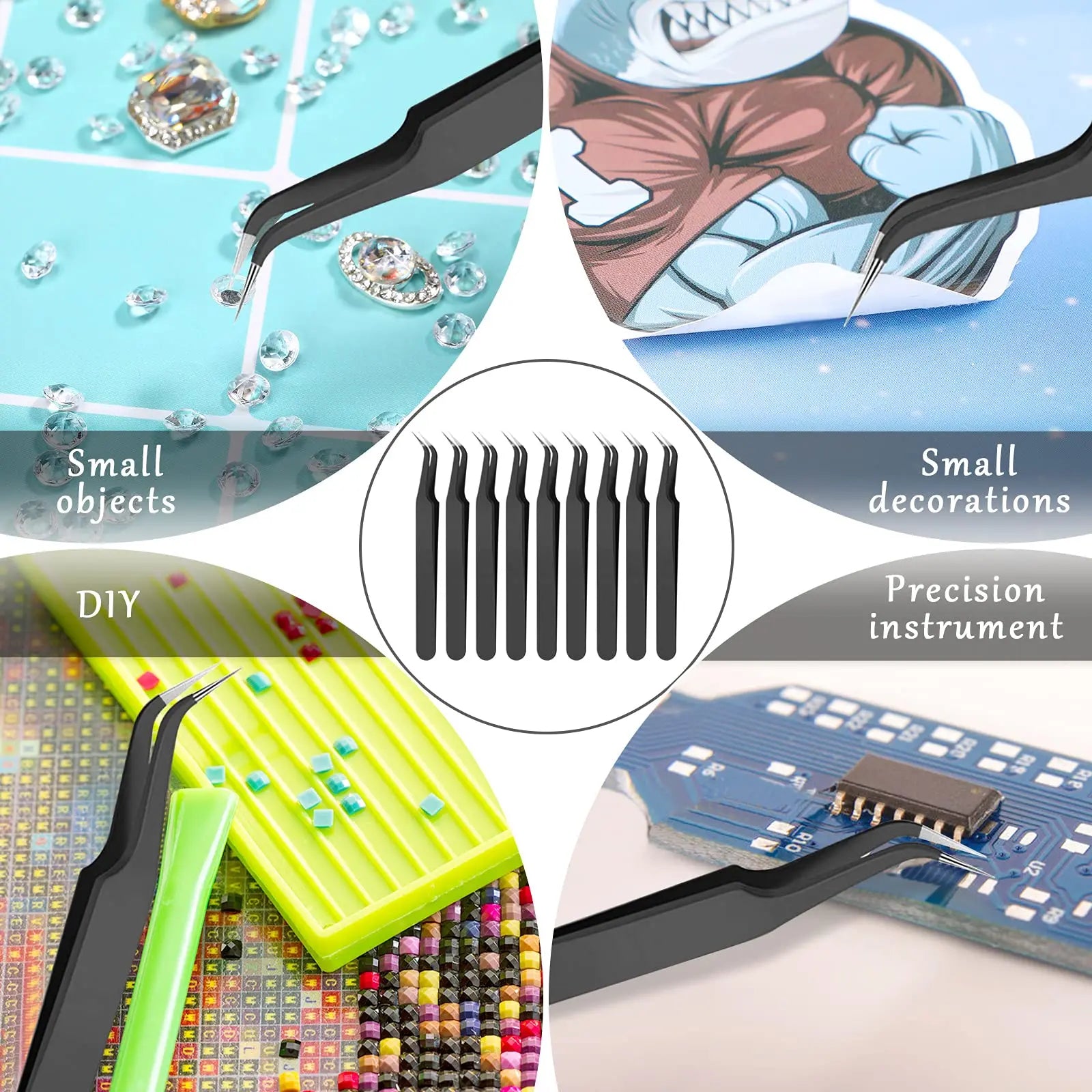 Curved Tip Eyelash Extension Tweezers, Stainless Steel Curved Tip Tweezers Pointed Tip Tweezers with Protective Cover