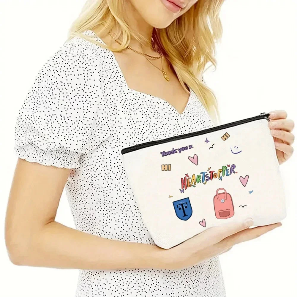 2pcs/set Ladies Handbag Cosmetic Bag Show Heartstopper Canvas Fashion Shoulder Bag Eco Large Capacity Shopping Bag Purse