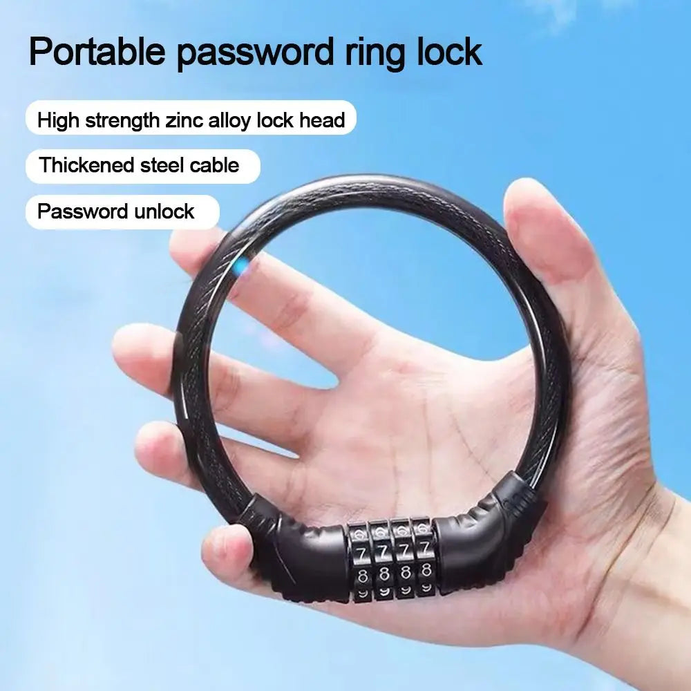2 Pack Bicycle Safety Lock Helmet Lock Password Rope Steel Wire Lock Mountain Bike Backpack Lock Portable Combination
