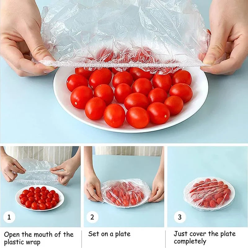 100pcs Disposable Food Cover Plastic