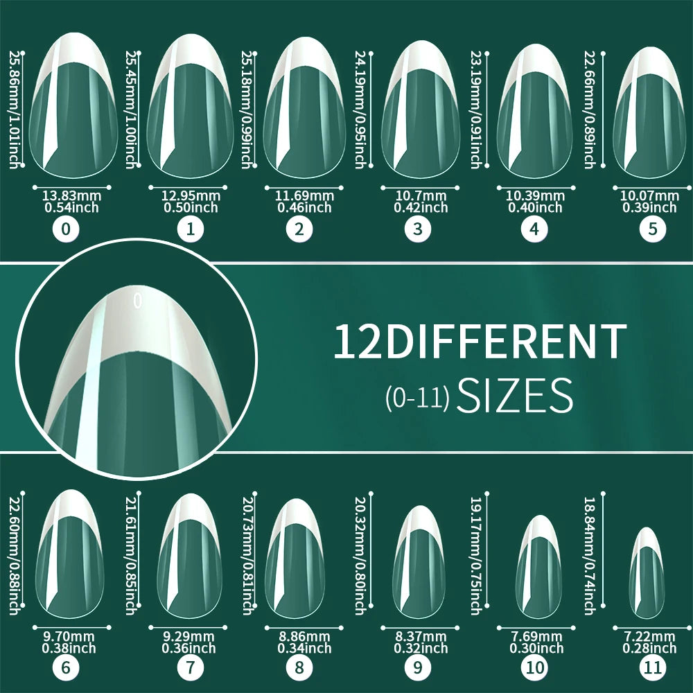Nailpop French Nail Tips 120PCS Short French Full Cover White Clear False Nails 12 Sizes Square Acrylic Press On Nails with Box