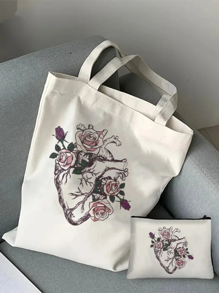 Greys Anatomy Tote Set - Women's You're My Person Heart Shoulder Bag with Easy Access & Matching Clutch Pouch Gift for Nurse