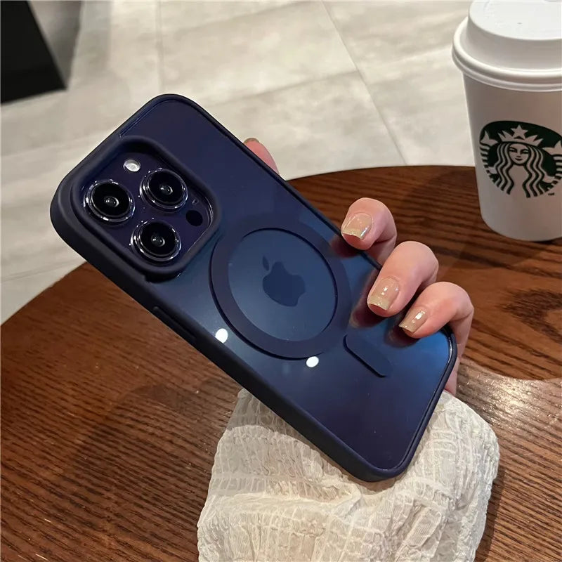 Luxury Magsafe Wireless Charge Phone Case for iPhone 16 15 14 Plus 13 12 11 Pro Max Mini Magnetic Soft Bumper Transparent Cover
