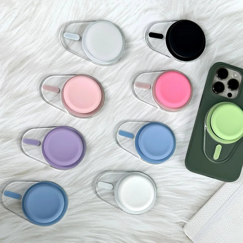 Oval Magnetic Phone Grip Stand Silicone Grip Holder For iPhone 16 15 14 13 12 MagSafe Finger Grip Stand Pocket Socket Pop Grip Tok