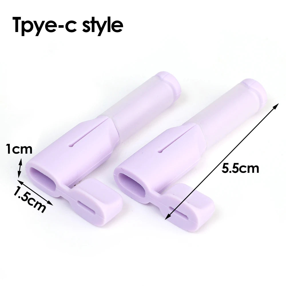 2in1 Data Cable Protector Cover Cute Silicone USB&Type C Charger Cable Saver Universal Mini Anti-Break Mobile Phone Cord Holder