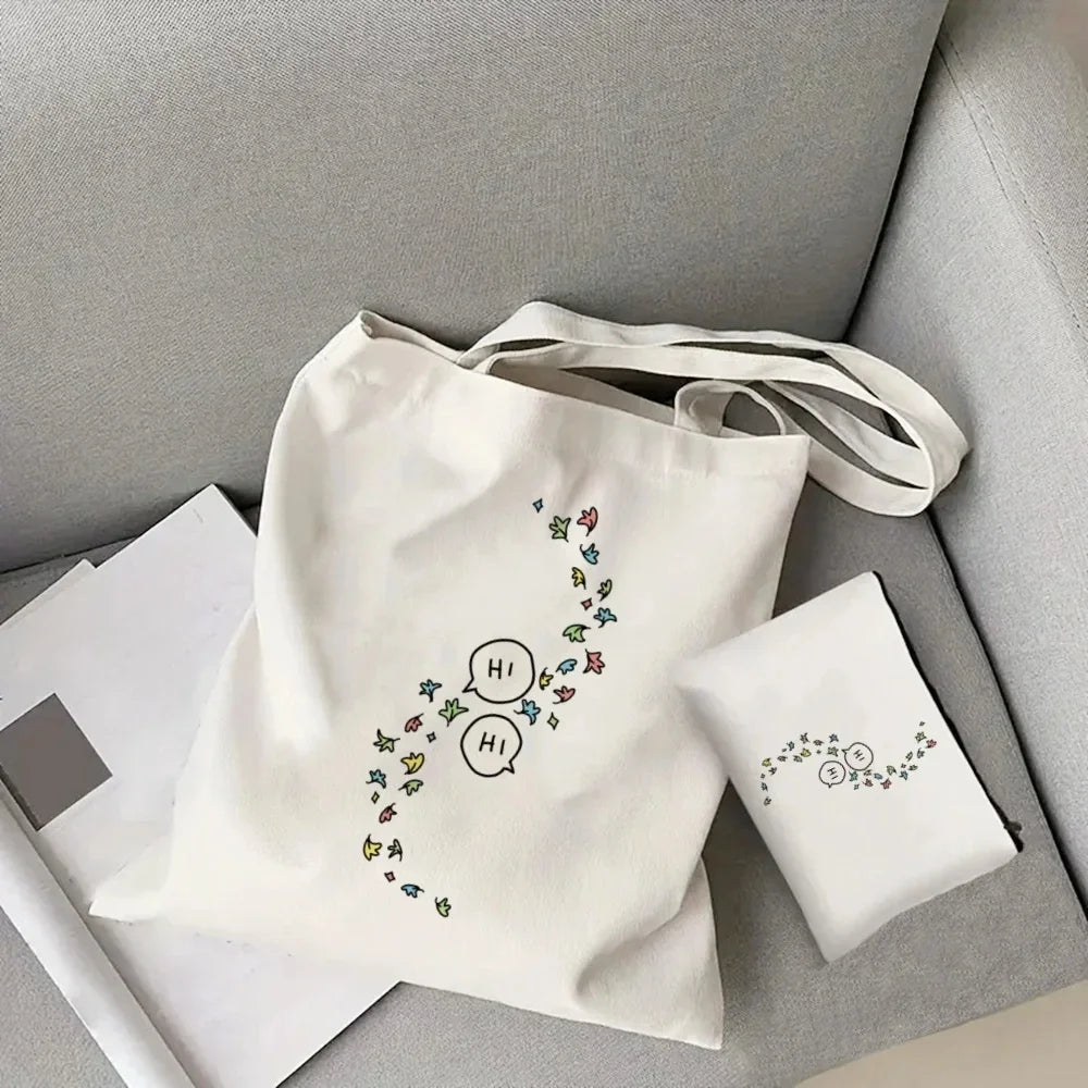 2pcs/set Ladies Handbag Cosmetic Bag Show Heartstopper Canvas Fashion Shoulder Bag Eco Large Capacity Shopping Bag Purse