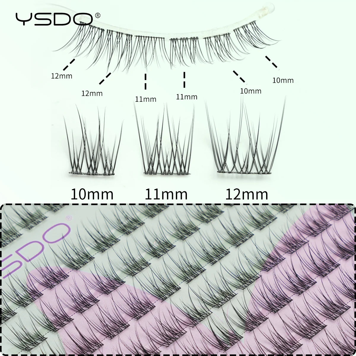 10/14 Rows Natural Eyelash Extension Premade Volume Fans Individual Lashes Mink False Eyelashes Cluster Lashes Makeup Cilia