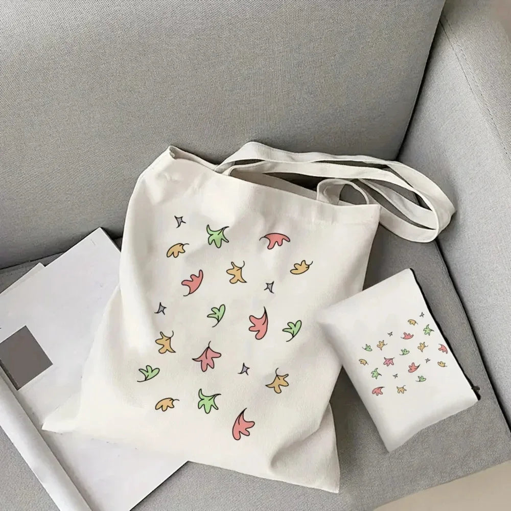 2pcs/set Ladies Handbag Cosmetic Bag Show Heartstopper Canvas Fashion Shoulder Bag Eco Large Capacity Shopping Bag Purse