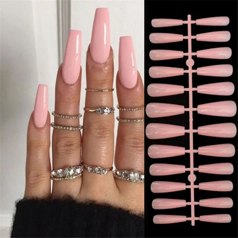 Naked Pink French White Side False Nails Short Simple Nail Beauty Press on Fake Nails Full Cover Artificial Nails Tips