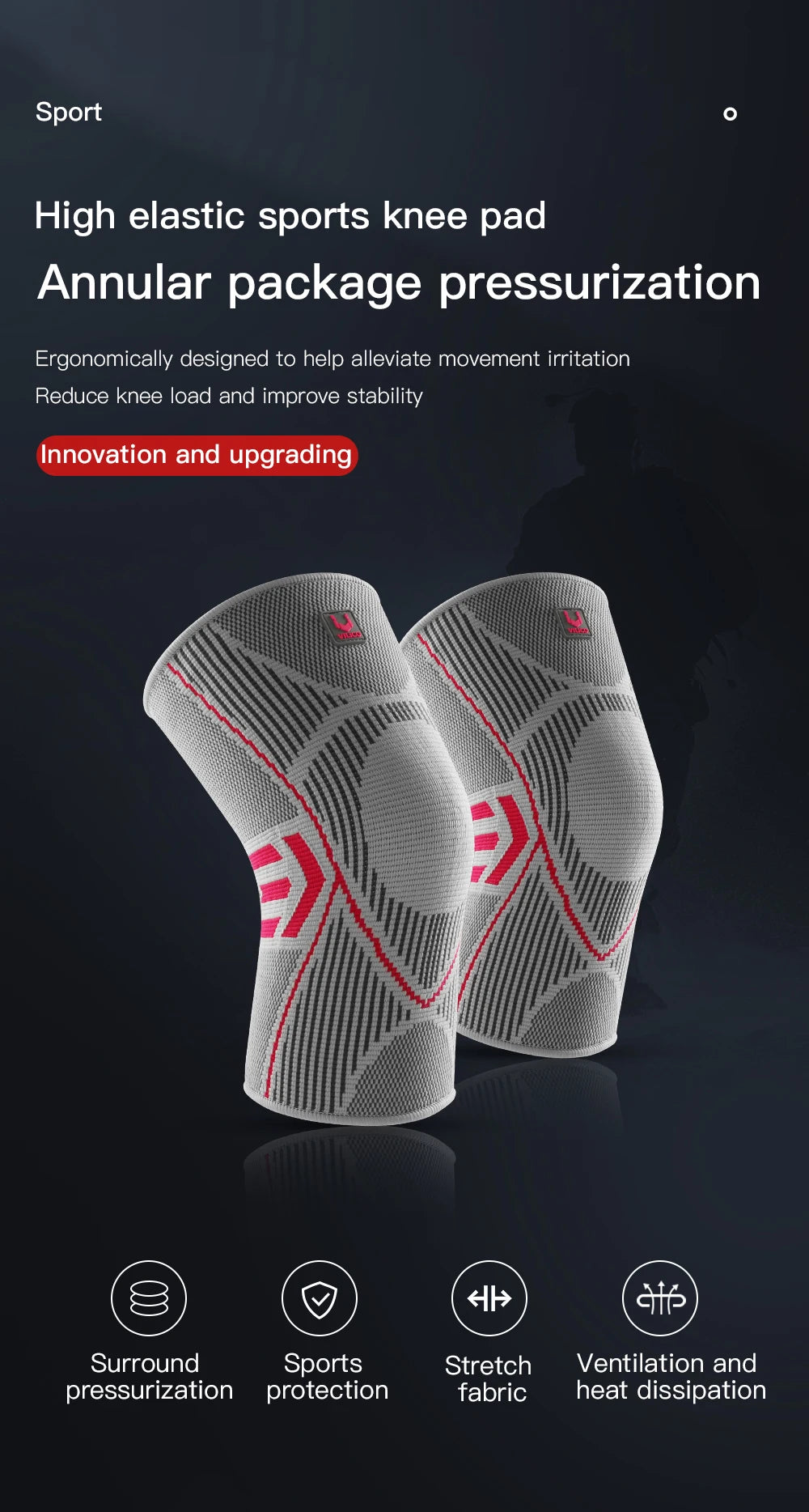 Vilico 1PC Compression Knee Support – Nylon Sports Sleeve for Joint Protection & Performance