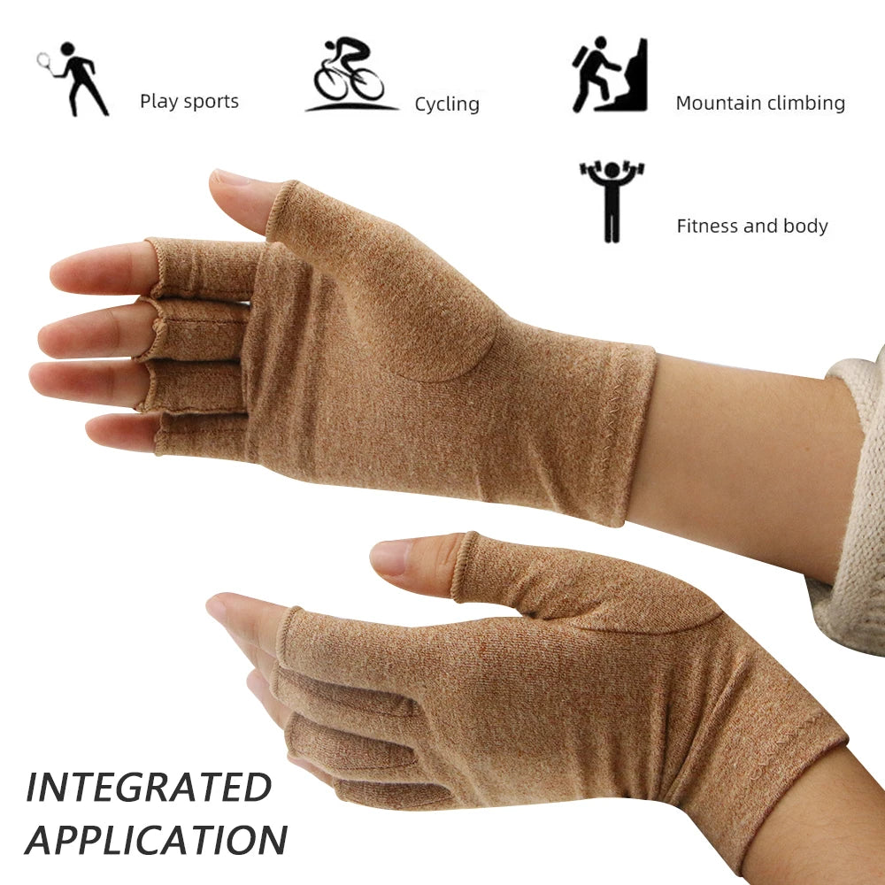 Touchscreen Arthritis Compression Gloves – Fingerless Hand Support for Swelling & Joint Stiffness