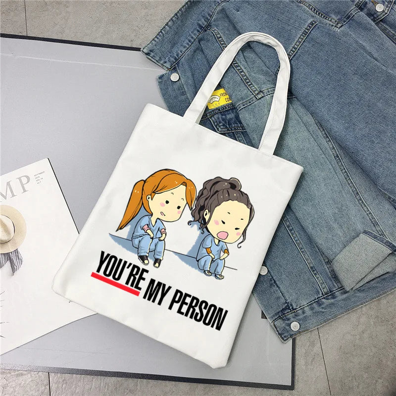 Greys Anatomy Tote Set - Women's You're My Person Heart Shoulder Bag with Easy Access & Matching Clutch Pouch Gift for Nurse