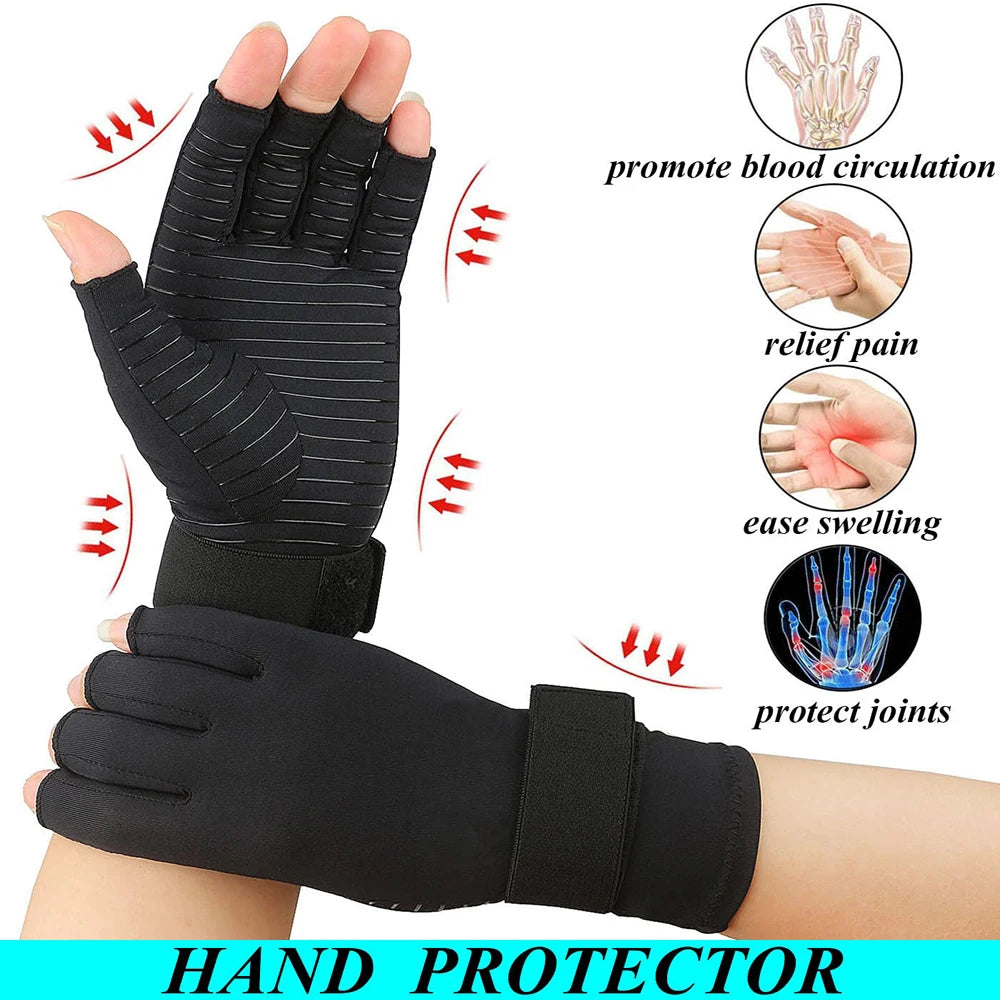 1 Pair Fingerless Compression Arthritis Gloves – Support for Hand Swelling & Joint Stiffness
