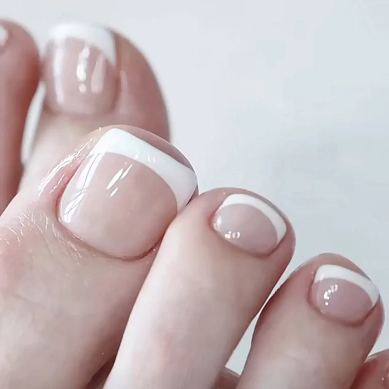False Toes Nails French Square Nude Color Nature Fake Toe Nails Feet Nail Tips Artificial Press On Toenails for Women 2025