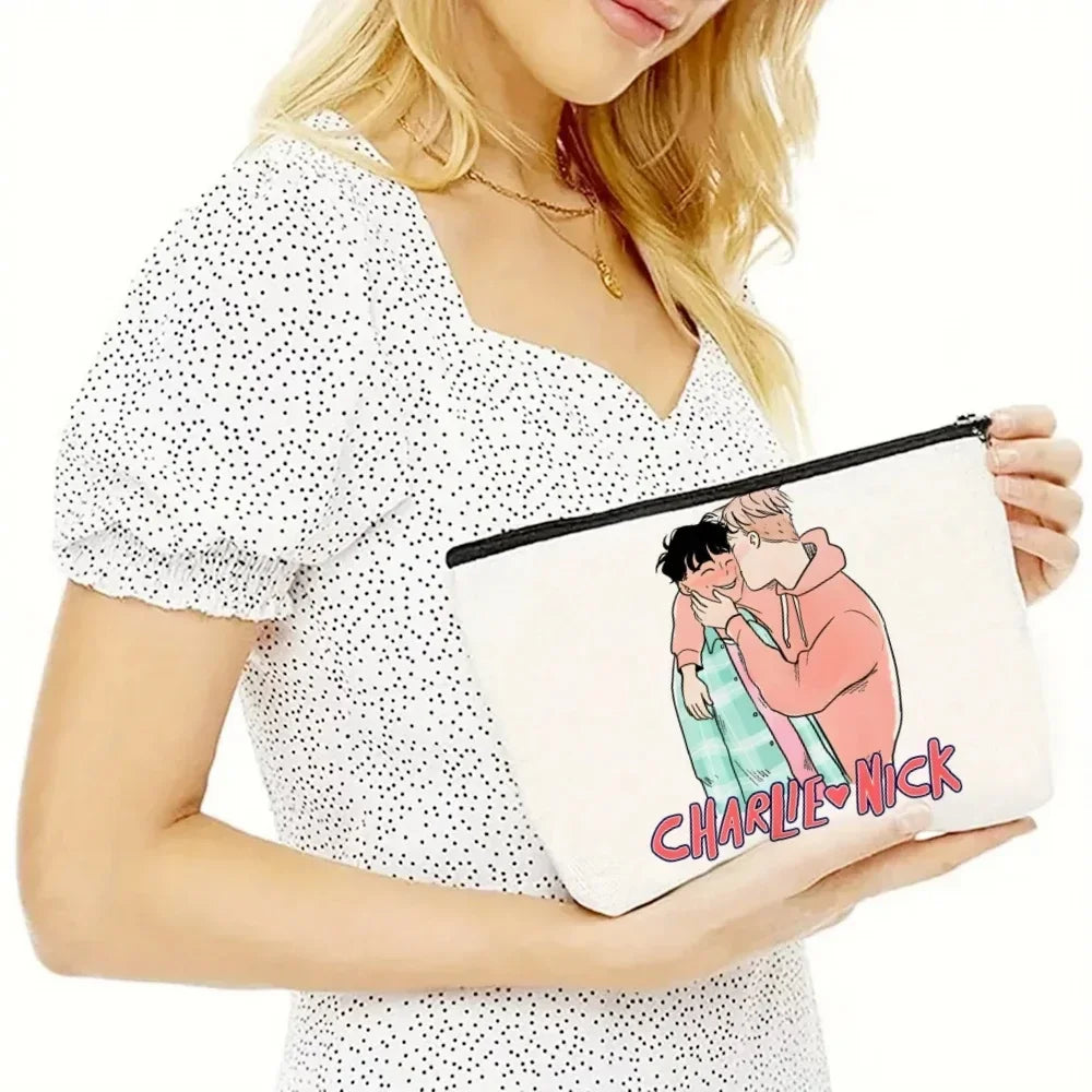 2pcs/set Ladies Handbag Cosmetic Bag Show Heartstopper Canvas Fashion Shoulder Bag Eco Large Capacity Shopping Bag Purse