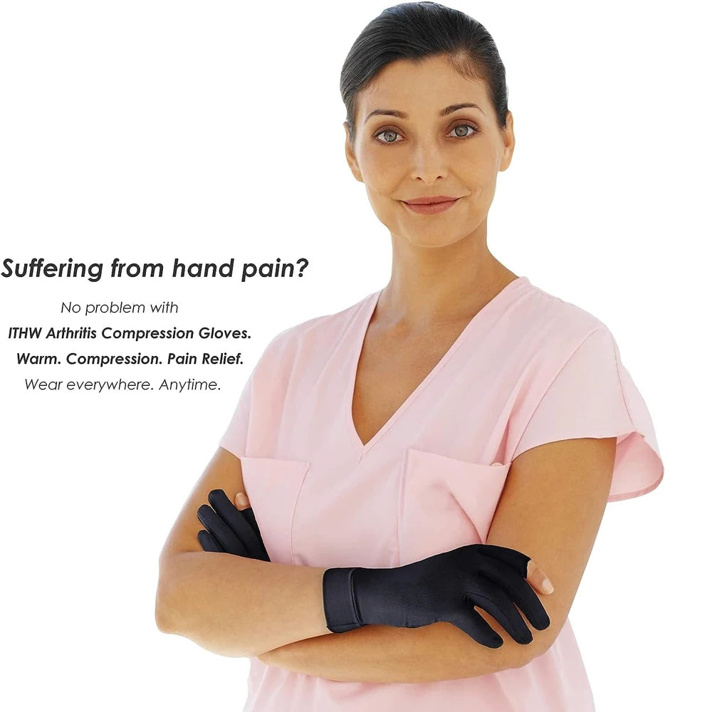 1 Pair Copper Compression Arthritis Gloves – Fingerless Support for Hand Pain & Swelling