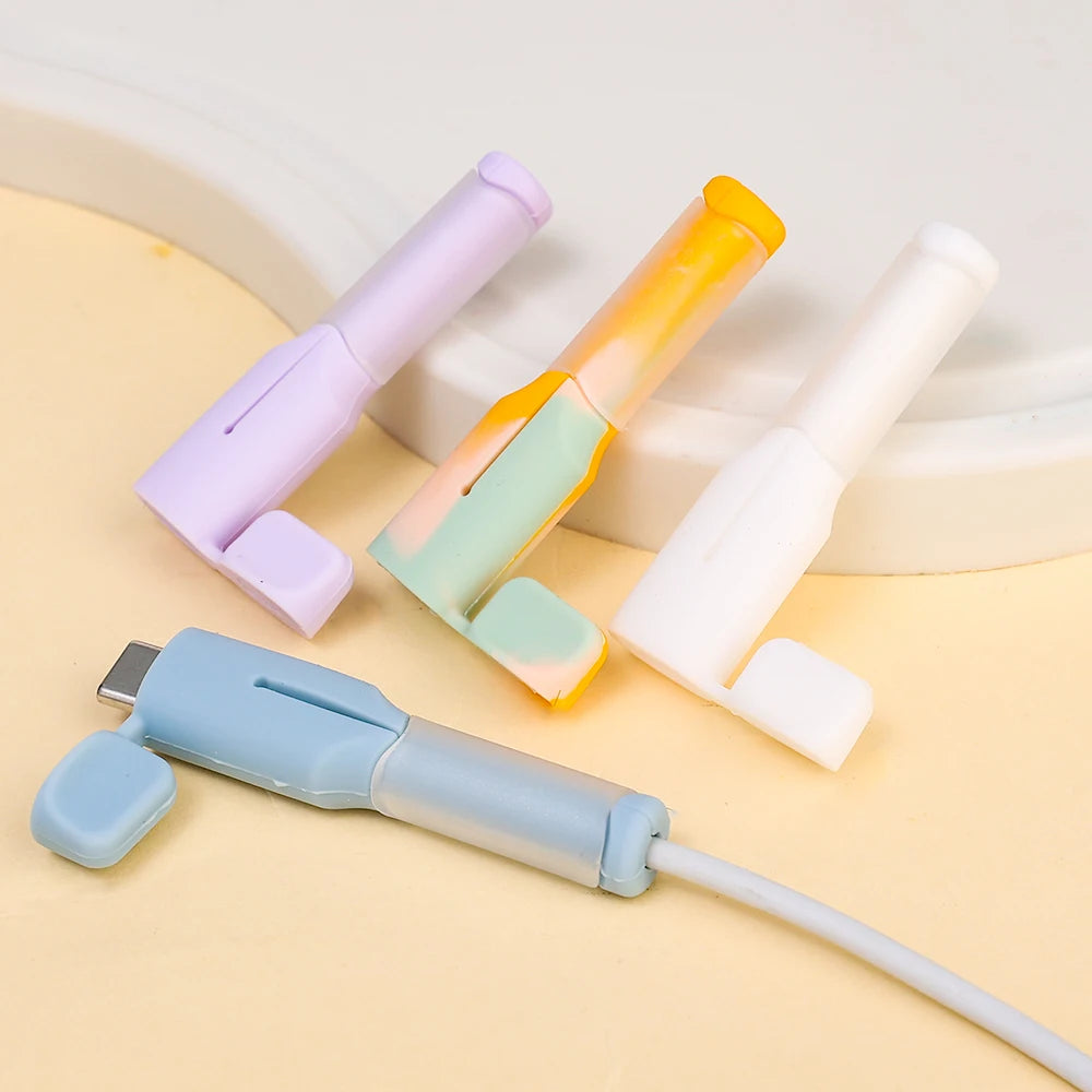 2in1 Data Cable Protector Cover Cute Silicone USB&Type C Charger Cable Saver Universal Mini Anti-Break Mobile Phone Cord Holder