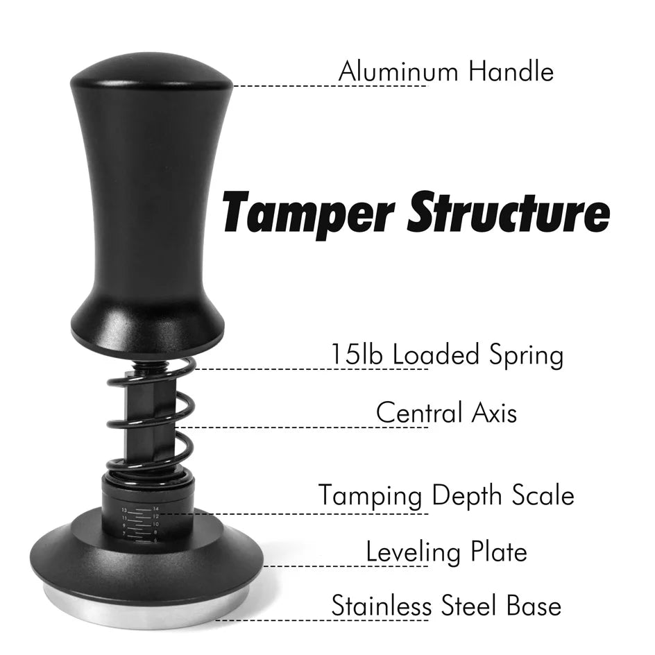 Coffee Tamper 58mm 54mm 51mm Ripple Base Leveling Constant Pressure Calibrated Spring Loaded Barista Tools Espresso Accessories
