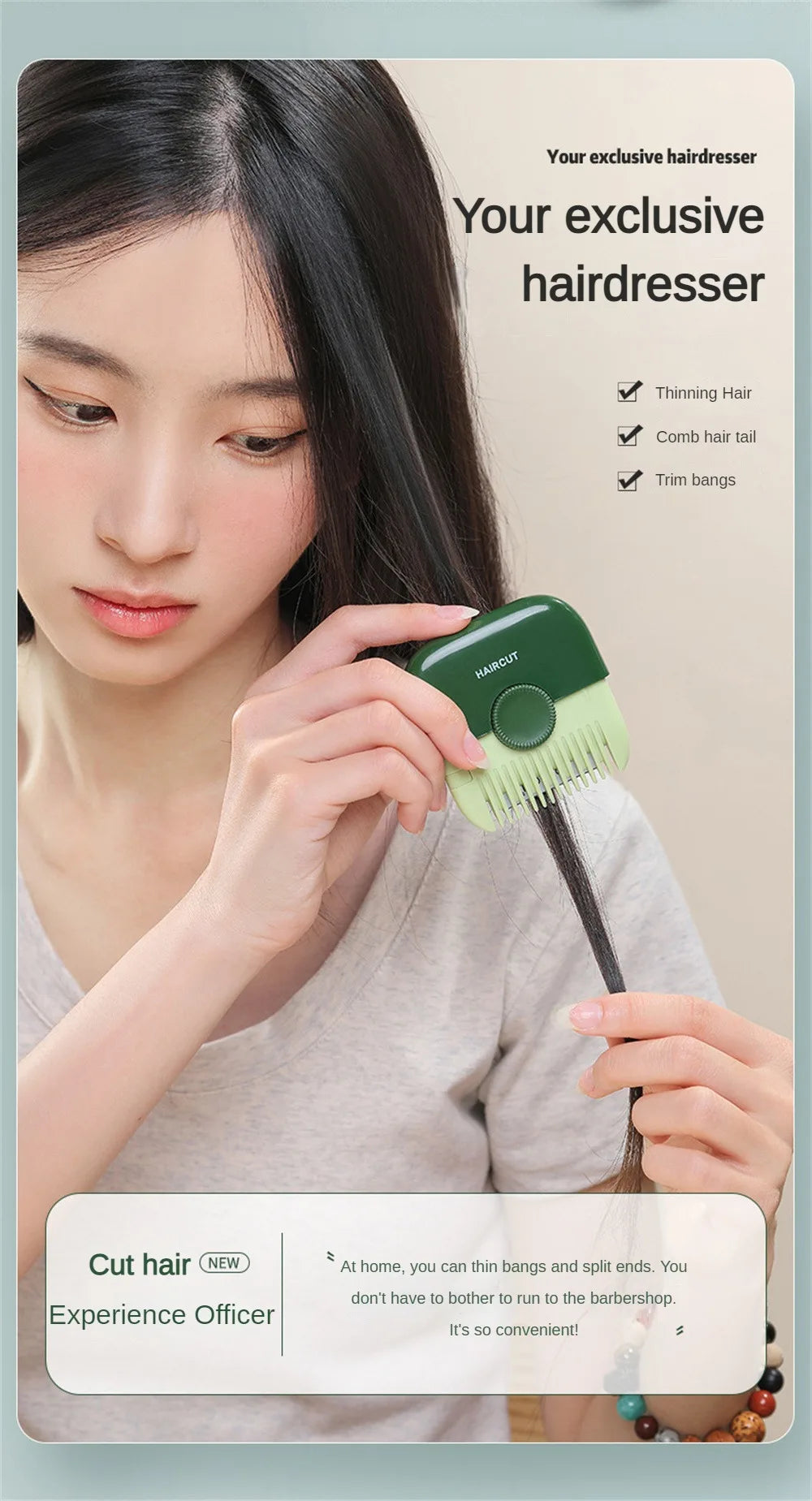 2 in 1 Baby HairCut and Hairdressing Comb Trim Bangs and Broken Hair Bangs Trimmer Manual Portable Children's Hair Clipper