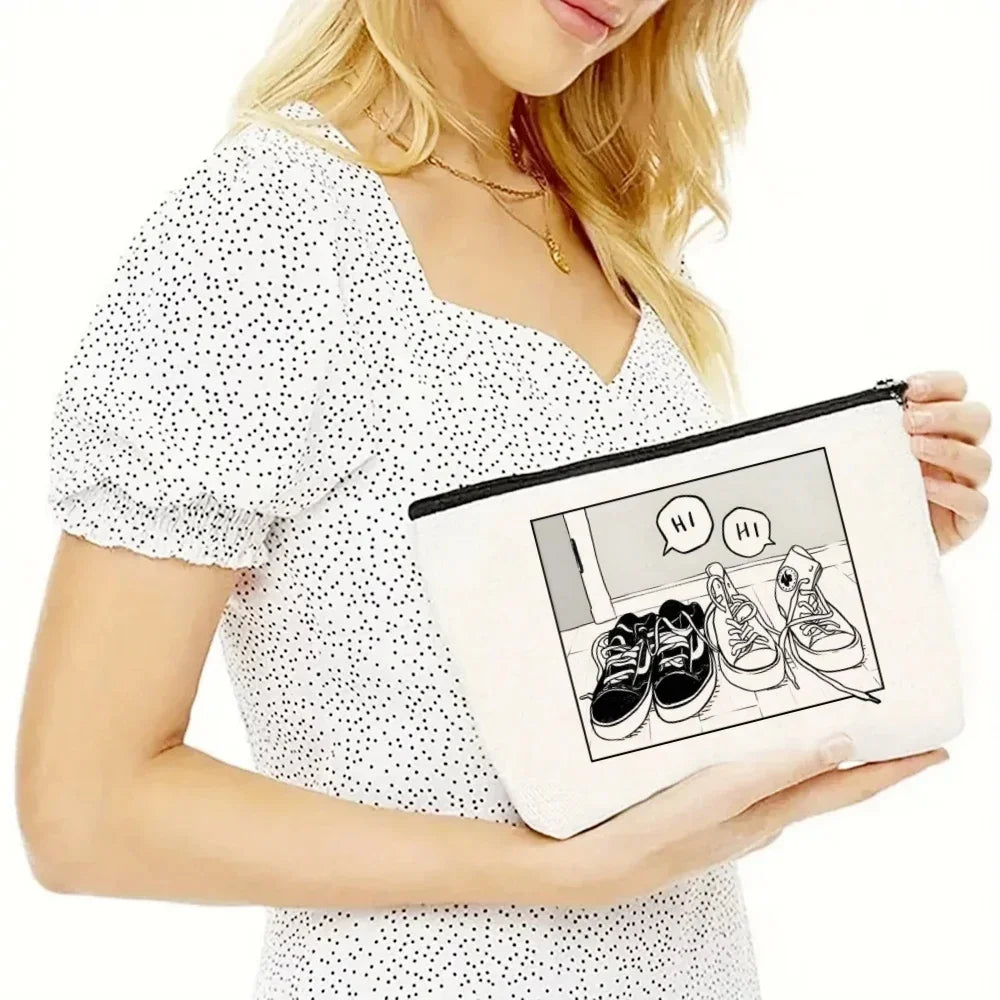 2pcs/set Ladies Handbag Cosmetic Bag Show Heartstopper Canvas Fashion Shoulder Bag Eco Large Capacity Shopping Bag Purse