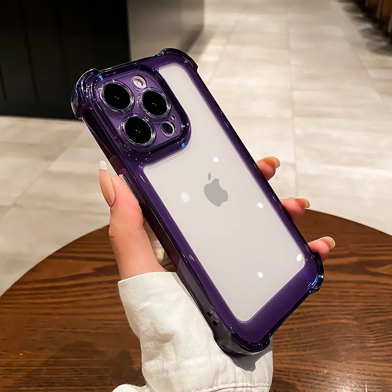 Luxury Transparent Silicone Phone Case For iPhone 16 15 14 13 12 11 Pro Max 16E XR X XS 7 8 14 15 Plus SE2 Shockproof Soft Cover