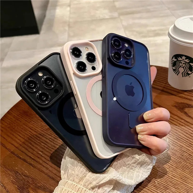 Luxury Magsafe Wireless Charge Phone Case for iPhone 16 15 14 Plus 13 12 11 Pro Max Mini Magnetic Soft Bumper Transparent Cover