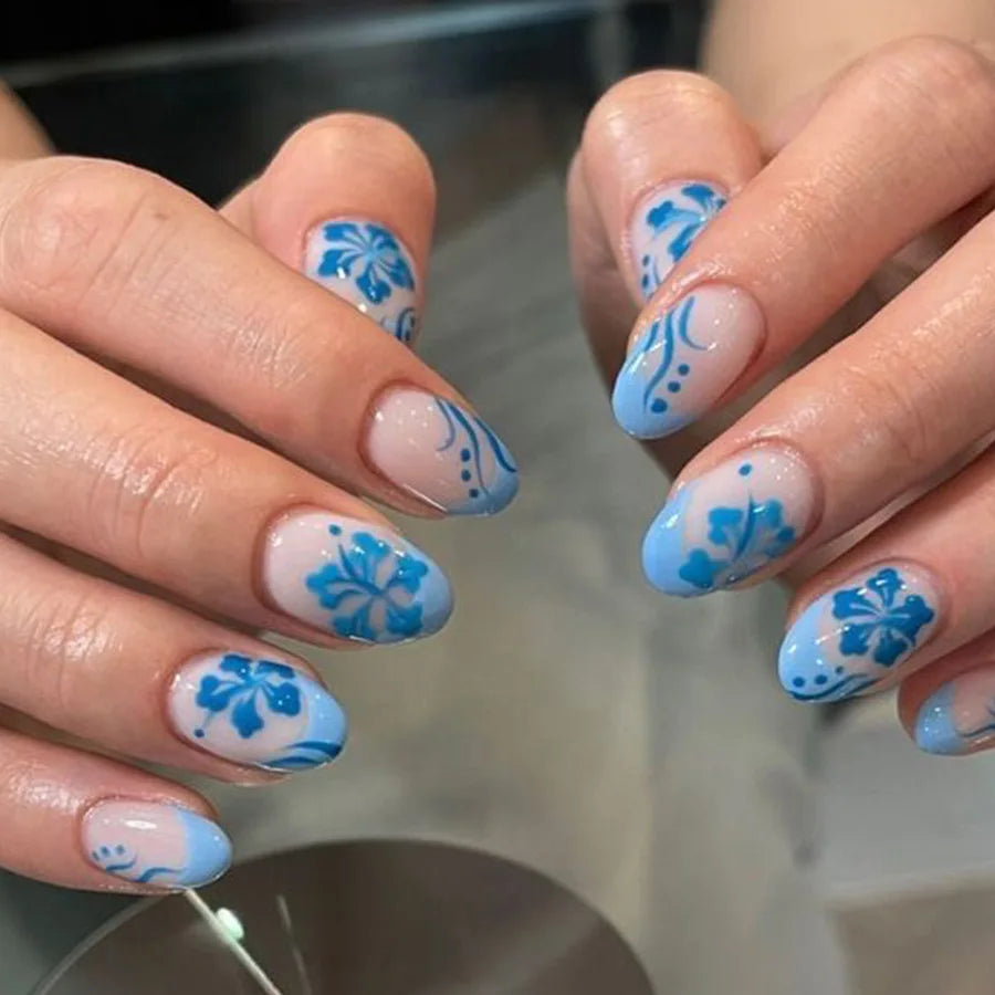 24Pcs Fairy White Flower Fake Nails Pink French Tip Press on Nails Short Square Wearable False Nail for Women Girls DIY Manicure