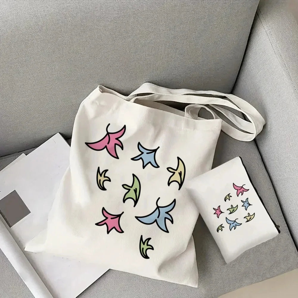 2pcs/set Ladies Handbag Cosmetic Bag Show Heartstopper Canvas Fashion Shoulder Bag Eco Large Capacity Shopping Bag Purse