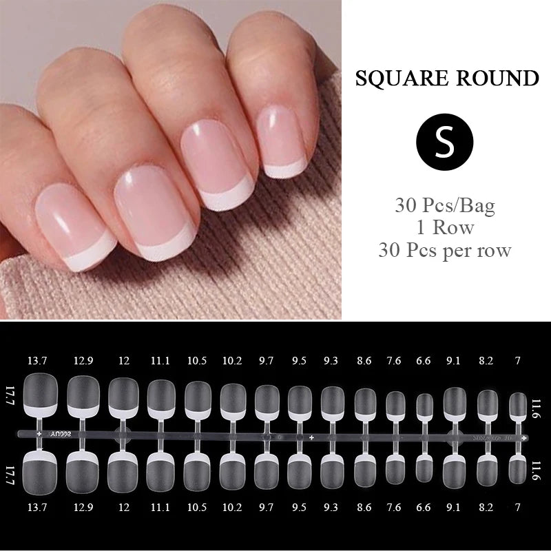 French Fake Nails Short Square Press on Nails Women Wearable Art Nail Tips Detachable Full Finished False Nails