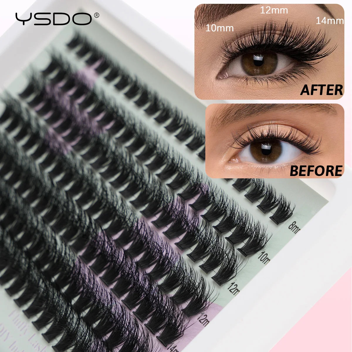 10/14 Rows Natural Eyelash Extension Premade Volume Fans Individual Lashes Mink False Eyelashes Cluster Lashes Makeup Cilia