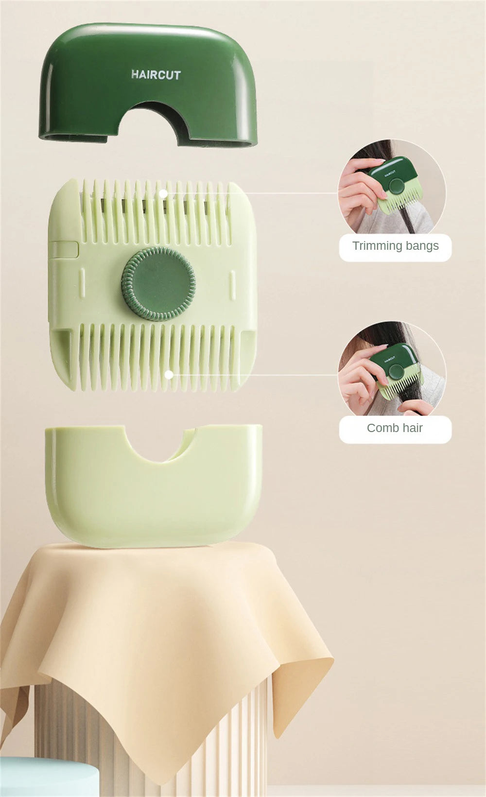 2 in 1 Baby HairCut and Hairdressing Comb Trim Bangs and Broken Hair Bangs Trimmer Manual Portable Children's Hair Clipper