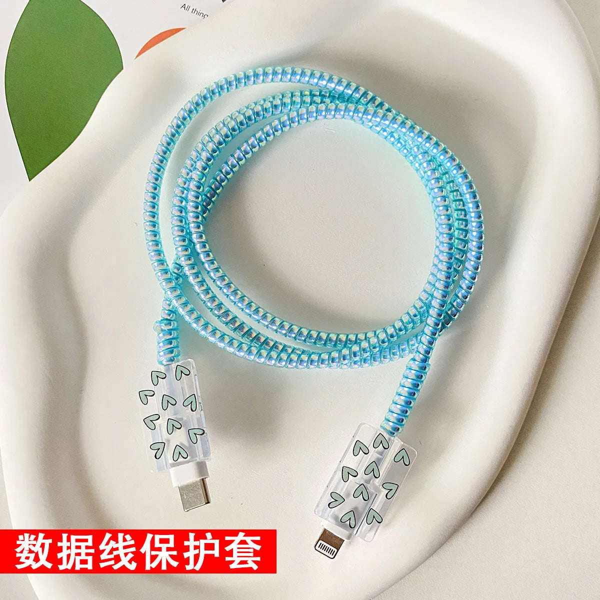 Pink Cable Protectors Set For iPhone 14 13Pro 11 Fast Charging Protector USB Data Cable Line Protection Sprial Cable Protective