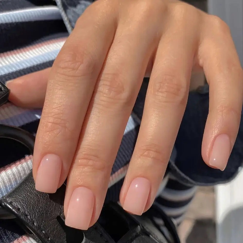 Naked Pink French White Side False Nails Short Simple Nail Beauty Press on Fake Nails Full Cover Artificial Nails Tips