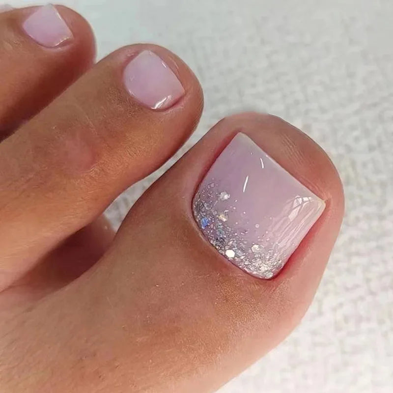 False Toes Nails French Square Nude Color Nature Fake Toe Nails Feet Nail Tips Artificial Press On Toenails for Women 2025