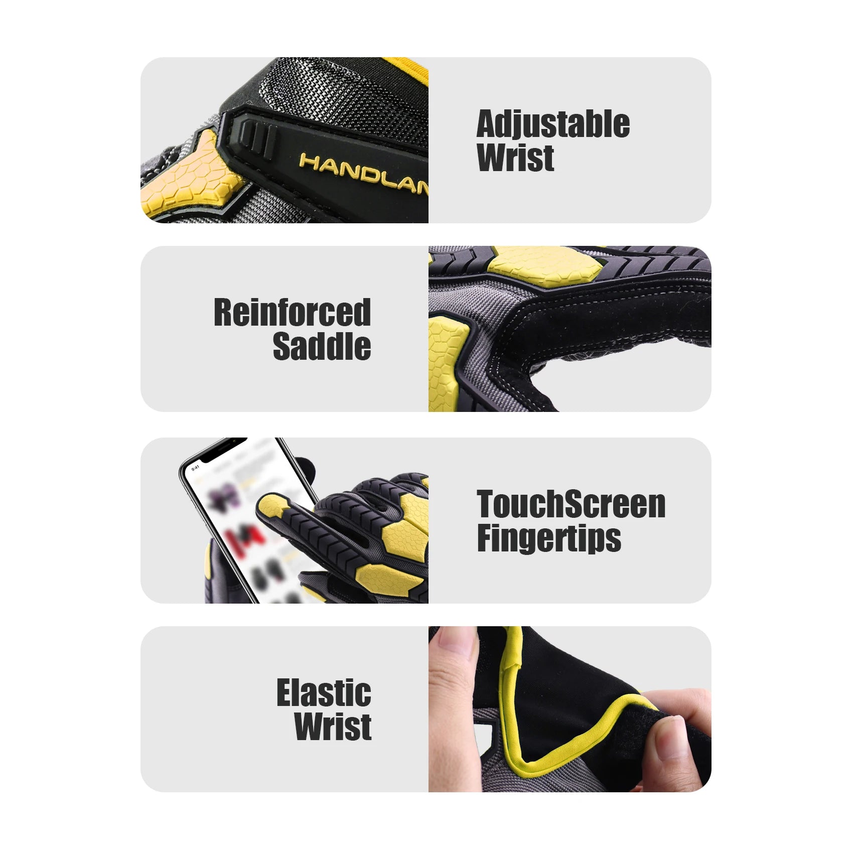 HANDLANDY Heavy Duty Work Gloves for Men, Cut 6 Safety Impact Protection Working Gloves Touch Screen Mechanics Gloves