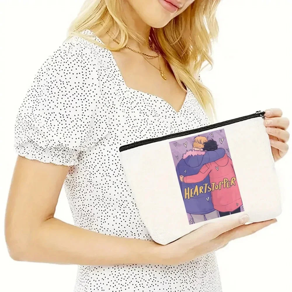 2pcs/set Ladies Handbag Cosmetic Bag Show Heartstopper Canvas Fashion Shoulder Bag Eco Large Capacity Shopping Bag Purse