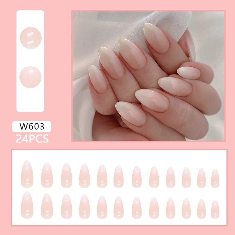 French Fake Nails Short Square Press on Nails Women Wearable Art Nail Tips Detachable Full Finished False Nails