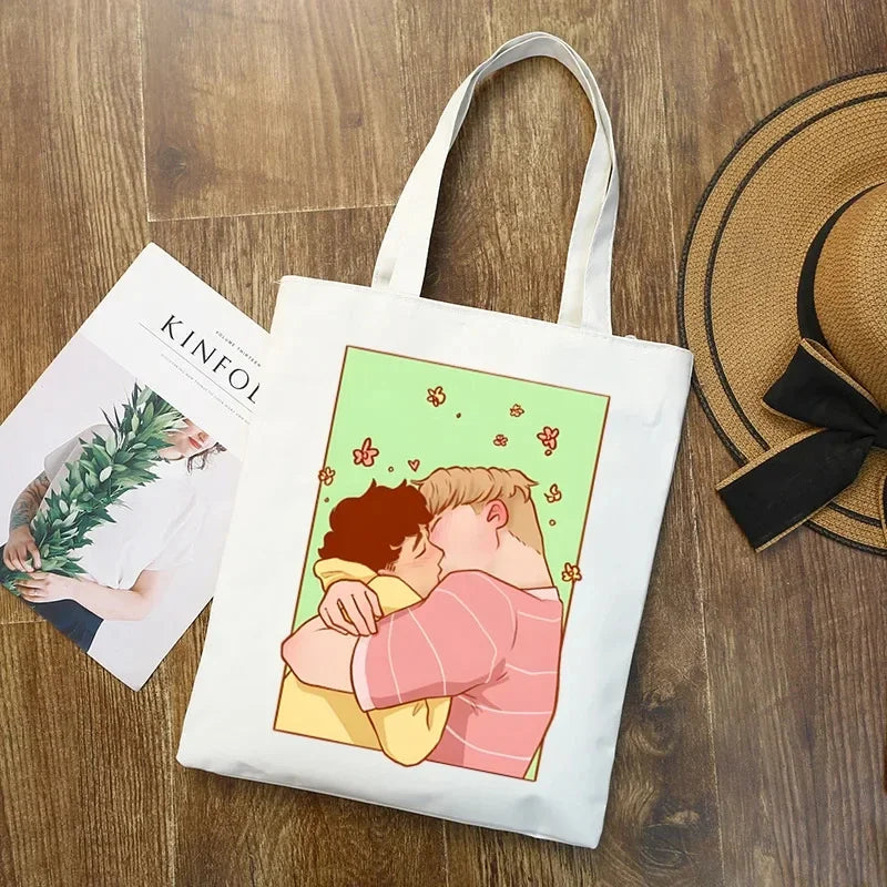 2pcs/set Ladies Handbag Cosmetic Bag Show Heartstopper Canvas Fashion Shoulder Bag Eco Large Capacity Shopping Bag Purse