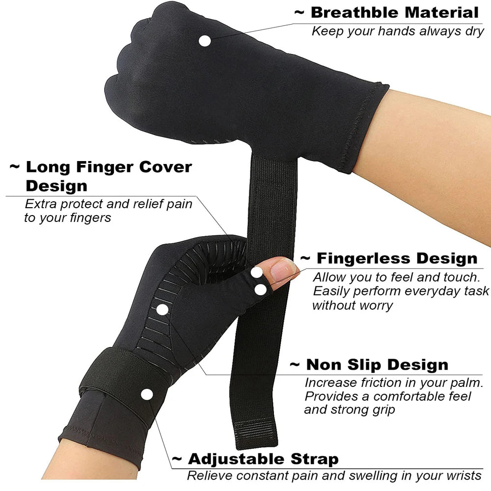 1 Pair Fingerless Compression Arthritis Gloves – Support for Hand Swelling & Joint Stiffness